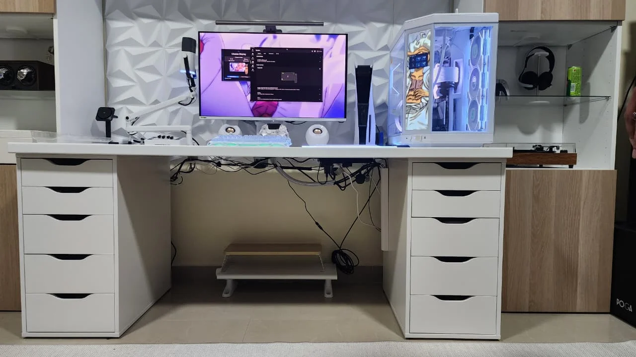 A white desk setup before FLC's visit