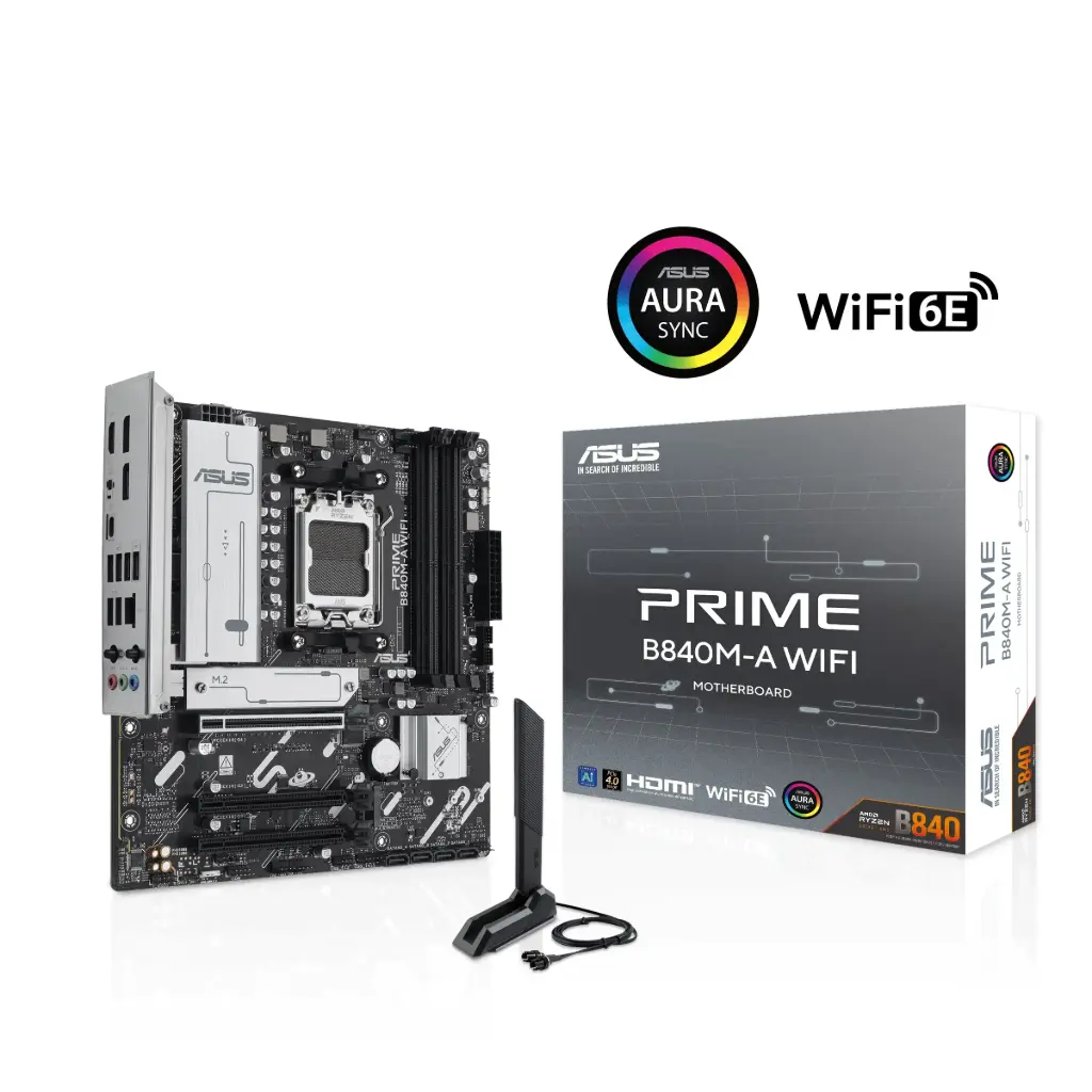 ASUS PRIME B840M-A WIFI AMD AM5 DDR5 PCIe 4.0 MICRO-ATX - BLACK
